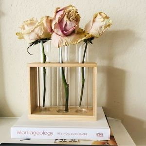 3 Vial Glass & Wood Plant Propagation Stand